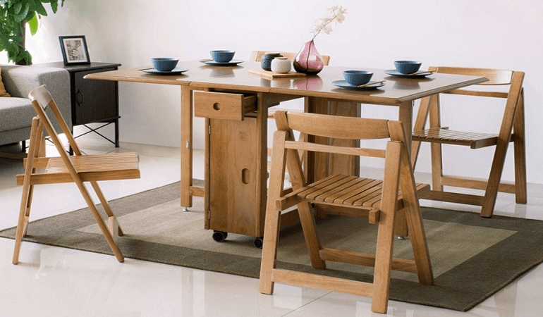 Căn bếp đẳng cấp với bàn ăn thông minh gỗ tự nhiên-3